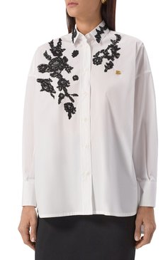 Женская хлопковая рубашка DOLCE & GABBANA белого цвета, арт. F5T39T/GDB80 | Фото 3 (Рукава: Длинные; Материал внешний: Хлопок; Длина (для топов): Удлиненные; Женское Кросс-КТ: Рубашка-одежда; Принт: Без принта; Стили: Классический; Размерность: Товар большемерит; Автоматизация ТО: Проставлено; Автоматизация состава: Проставлено)
