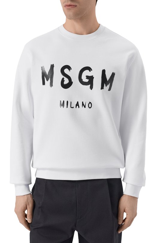 Хлопковый свитшот MSGM 2000MM513/300000 Белый  2000MM513/300000 Фото 3