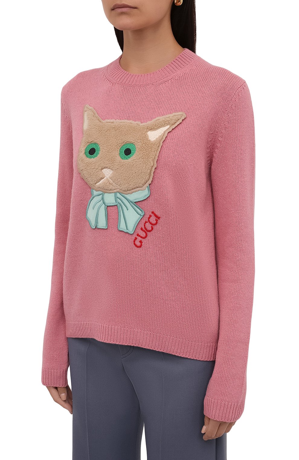 Шерстяной пуловер GUCCI розового цвета по цене 89950 руб., арт. 662173/XKBYI, фото 3 Шерстяной пуловер GUCCI, арт. 662173/XKBYI, фото 3