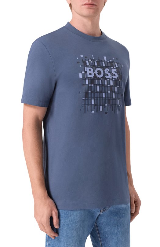 Хлопковая футболка BOSS 50555799 Синий  50555799 Фото 3