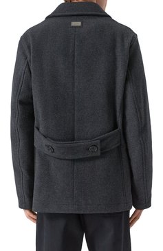 Мужской шерстяной бушлат DOLCE & GABBANA темно-серого цвета, арт. G036DT/HUMQQ | Фото 4 (Материал подклада: Вискоза; Рукава: Длинные; Материал сплава: Проставлено; Драгоценные камни: Проставлено; Длина (верхняя одежда): Короткие; Материал внешний: Шерсть; Мужское Кросс-КТ: пальто-верхняя одежда; 1-2-бортные: Двубортные; Стили: Кэжуэл)