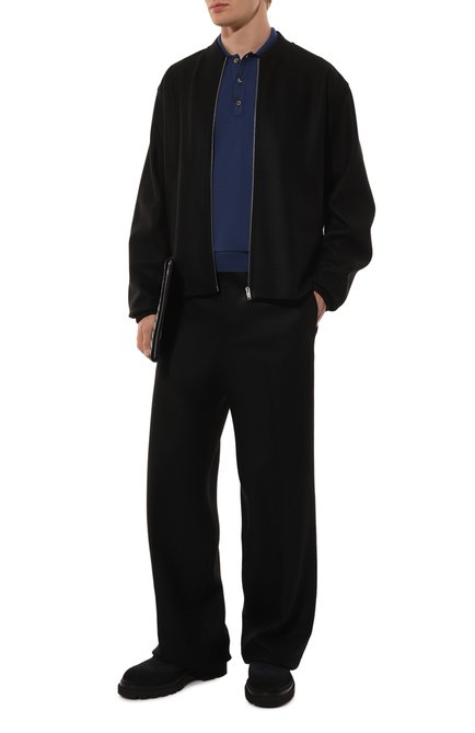 Мужские шерстяные брюки JIL SANDER черного цвета, арт. J22KA0227/J40045 | Фото 2 (Материал сплава: Проставлено; Драгоценные камни: Проставлено; Материал внешний: Шерсть; Длина (брюки, джинсы): Стандартные)