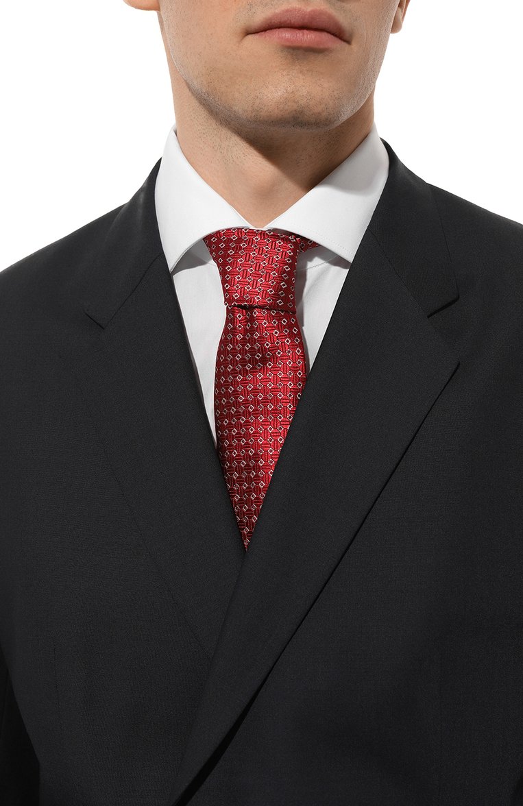 Мужской шелковый галстук GIORGIO ARMANI красного цвета, арт. 360054/4R923 | Фото 2 (Материал: Текстиль, Шелк; Нос: Не проставлено; Принт: С принтом)