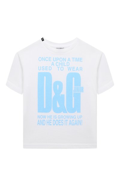 Хлопковая футболка DOLCE & GABBANA белого цвета по цене 15750 руб., арт. L4JTEY/G7L6P/2-6, фото 1 Хлопковая футболка DOLCE & GABBANA, арт. L4JTEY/G7L6P/2-6, фото 1