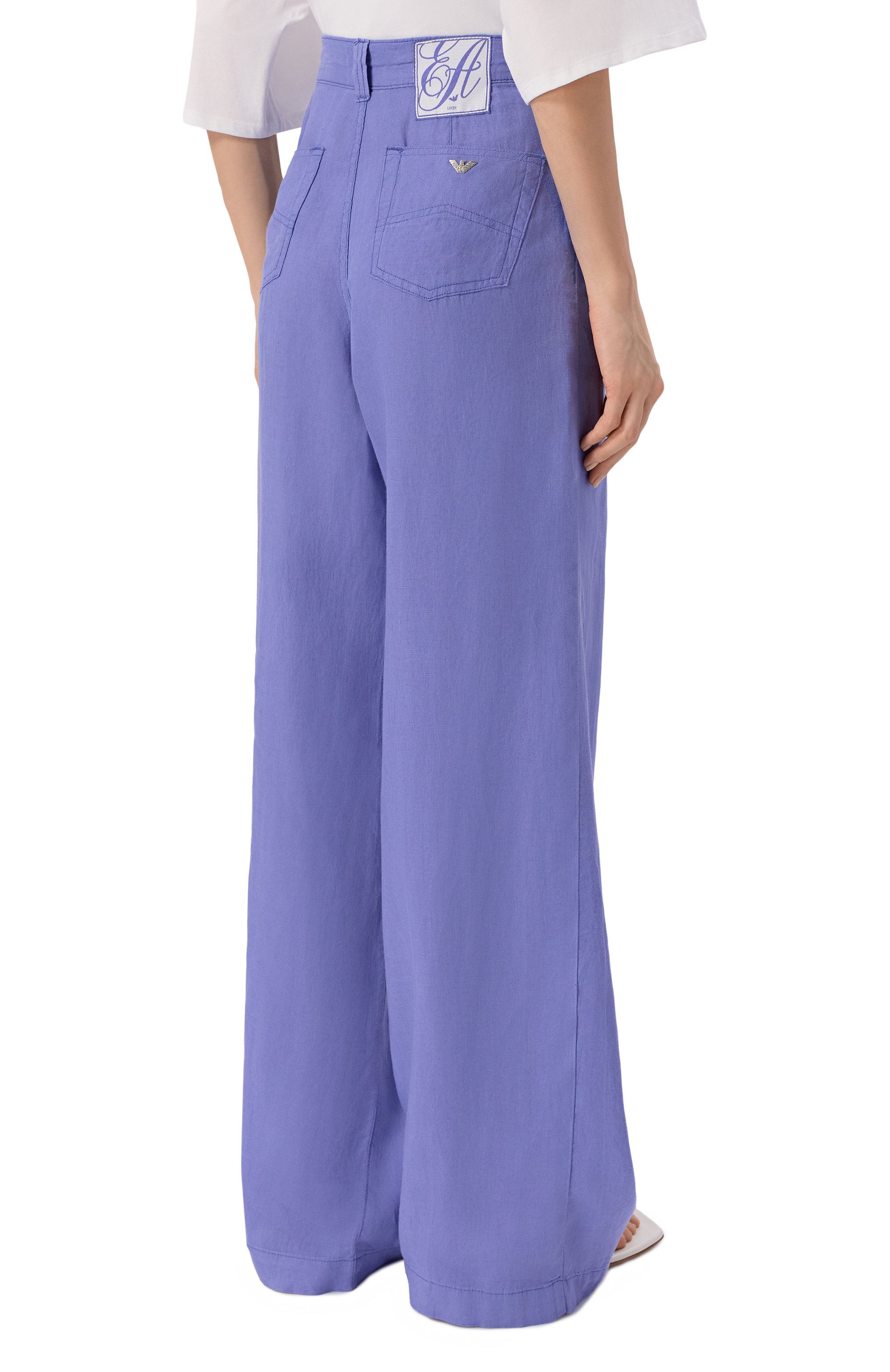 Льняные брюки EMPORIO ARMANI сиреневого цвета по цене 52550 руб., арт. EW000749/AF12679, фото 4 Льняные брюки EMPORIO ARMANI, арт. EW000749/AF12679, фото 4