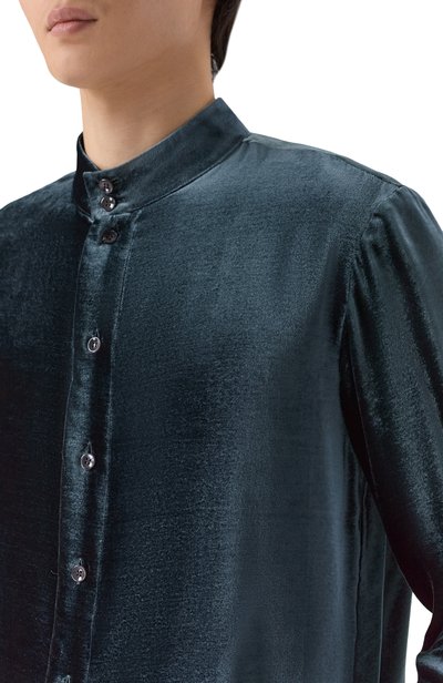 Рубашка из вискозы и шелка GIORGIO ARMANI темно-синего цвета по цене 184500 руб., арт. GM004496/TE23533, фото 5 Рубашка из вискозы и шелка GIORGIO ARMANI, арт. GM004496/TE23533, фото 5