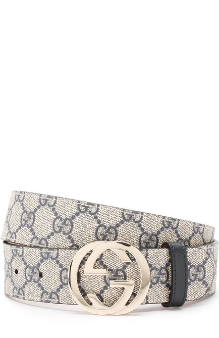 Ремень gg supreme GUCCI светло-серого цвета купить в интернет-магазине ЦУМ,  арт. 370543/KGDHG