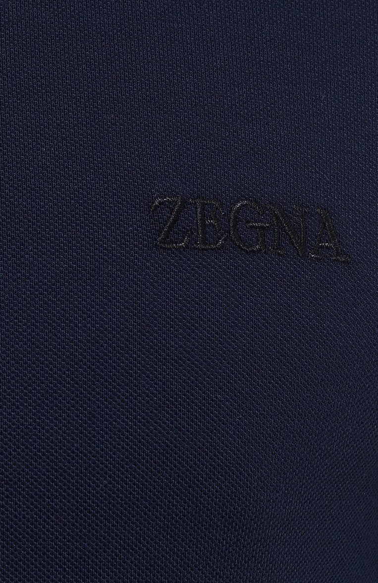 Мужское хлопковое поло ZEGNA темно-синего цвета, арт. UD358A7/D746 | Фото 5 (Материал внешний: Хлопок; Материал сплава: Проставлено; Длина (для топов): Стандартные; Рукава: Короткие; Драгоценные камни: Проставлено; Застежка: Пуговицы; Стили: Кэжуэл)