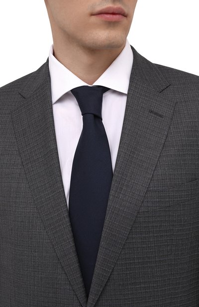 Галстук из шелка и льна BRIONI темно-синего цвета по цене 23250 руб., арт. 061D00/P1451, фото 2 Галстук из шелка и льна BRIONI, арт. 061D00/P1451, фото 2