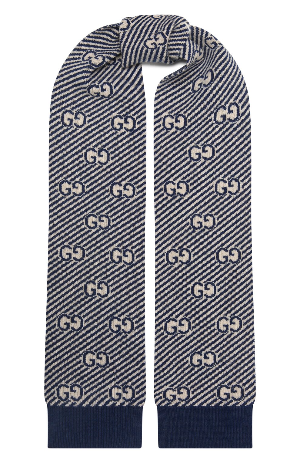 Шерстяной шарф GUCCI синего цвета по цене 25900 руб., арт. 653906/4K206, фото 1 Шерстяной шарф GUCCI, арт. 653906/4K206, фото 1