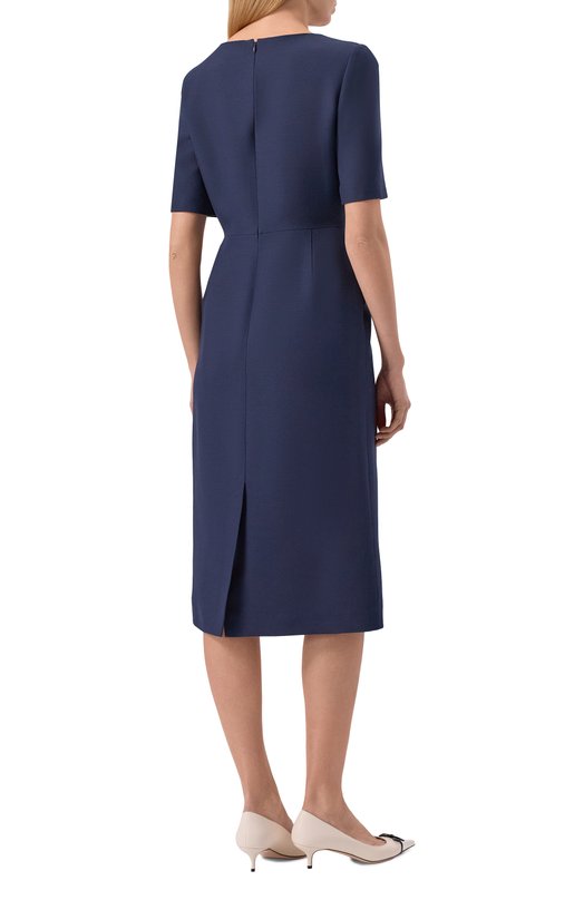 Платье из шерсти и шелка Valentino 8B3VAHX0/1CF Синий  8B3VAHX0/1CF Фото 3