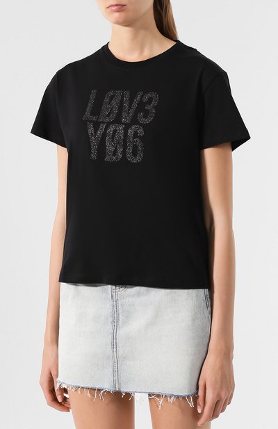 Хлопковая футболка REDVALENTINO черного цвета по цене 13200 руб., арт. SR3MG01S/4DJ, фото 3 Хлопковая футболка REDVALENTINO, арт. SR3MG01S/4DJ, фото 3