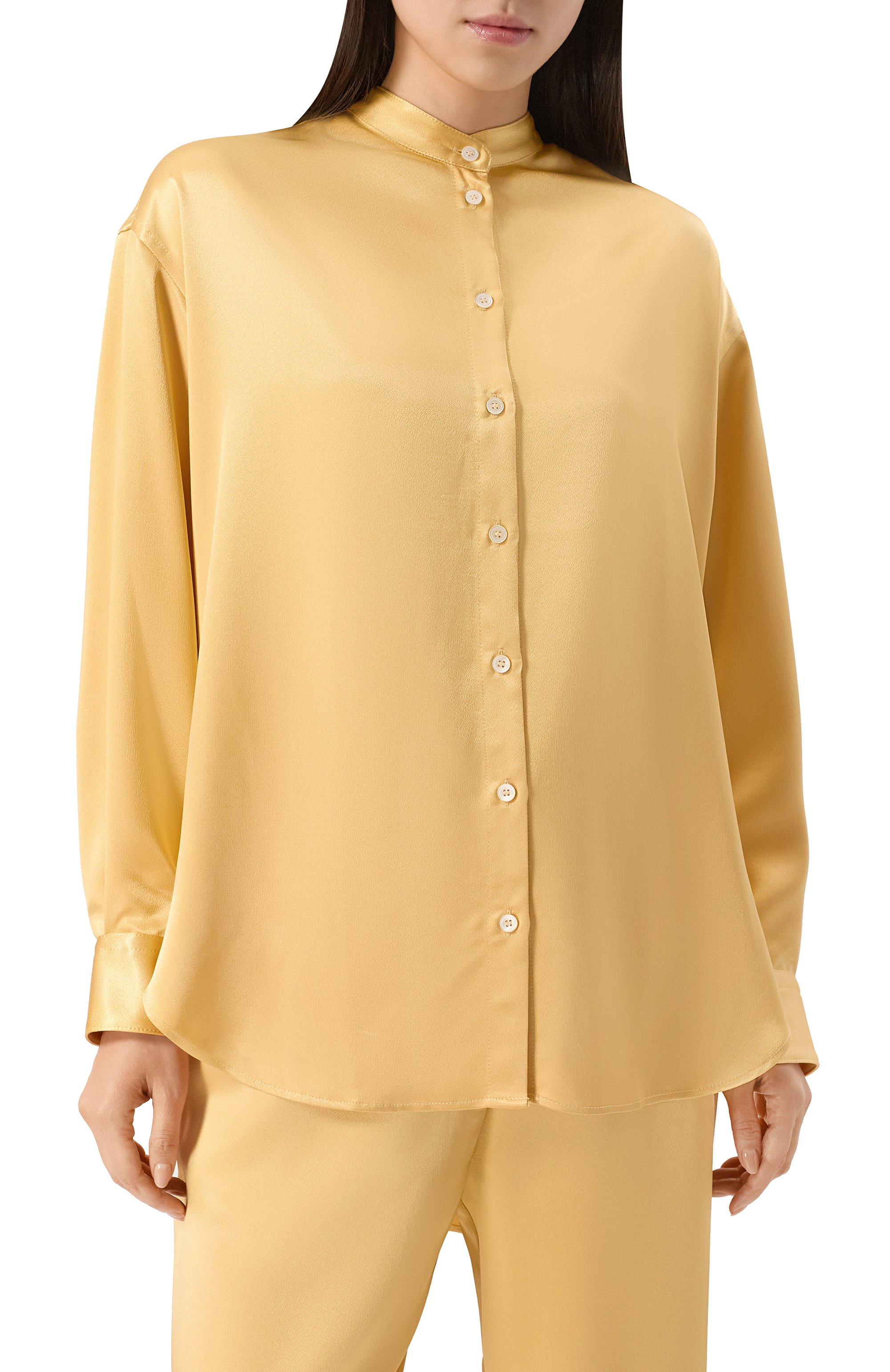 Атласный костюм NOBLE&BRULEE желтого цвета по цене 78900 руб., арт. NB250925/11/118/01, фото 2 Атласный костюм NOBLE&BRULEE, арт. NB250925/11/118/01, фото 2