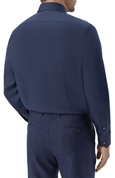 Хлопковая сорочка ZILLI темно-синего цвета по цене 109500 руб., арт. CLAA01M010813037U, фото 4 Хлопковая сорочка ZILLI, арт. CLAA01M010813037U, фото 4