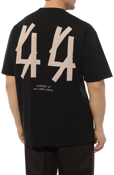 Хлопковая футболка 44 LABEL GROUP черного цвета по цене 21000 руб., арт. B0030089/FA141/P113, фото 4 Хлопковая футболка 44 LABEL GROUP, арт. B0030089/FA141/P113, фото 4