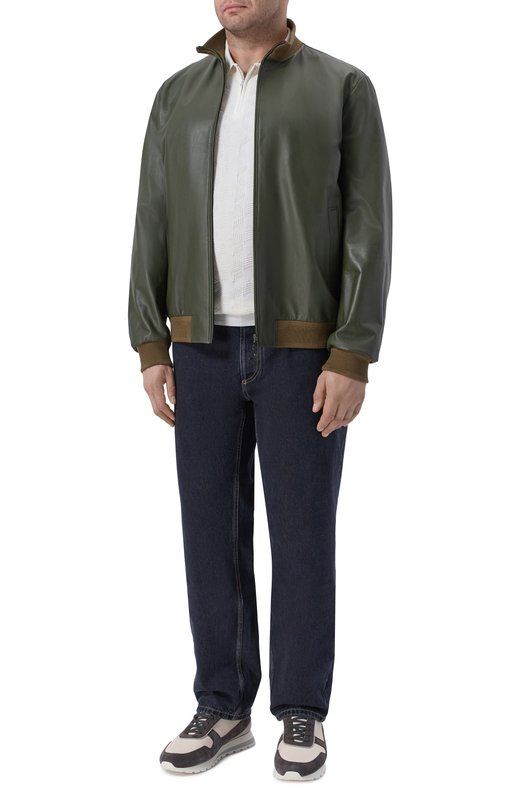 Кожаный бомбер Stefano Ricci M7J6100260/NPNUV5_001 Зелёный  M7J6100260/NPNUV5_001 Фото 2