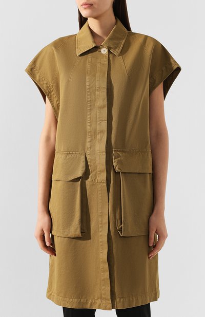 Хлопковое пальто DRIES VAN NOTEN хаки цвета по цене 57600 руб., арт. 191-10227-7292, фото 3 Хлопковое пальто DRIES VAN NOTEN, арт. 191-10227-7292, фото 3