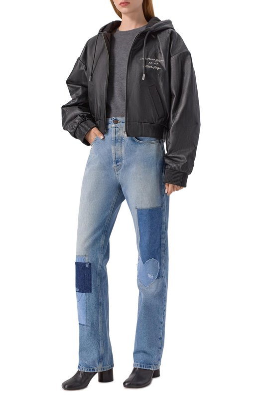 Кожаный бомбер M05CH1NO Jeans V3705/8216 Чёрный  V3705/8216 Фото 2