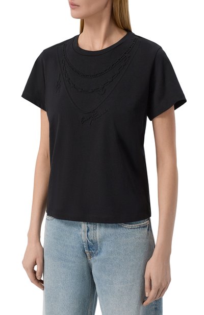 Хлопковая футболка EMPORIO ARMANI черного цвета по цене 21700 руб., арт. EW004969/AF25885, фото 3 Хлопковая футболка EMPORIO ARMANI, арт. EW004969/AF25885, фото 3