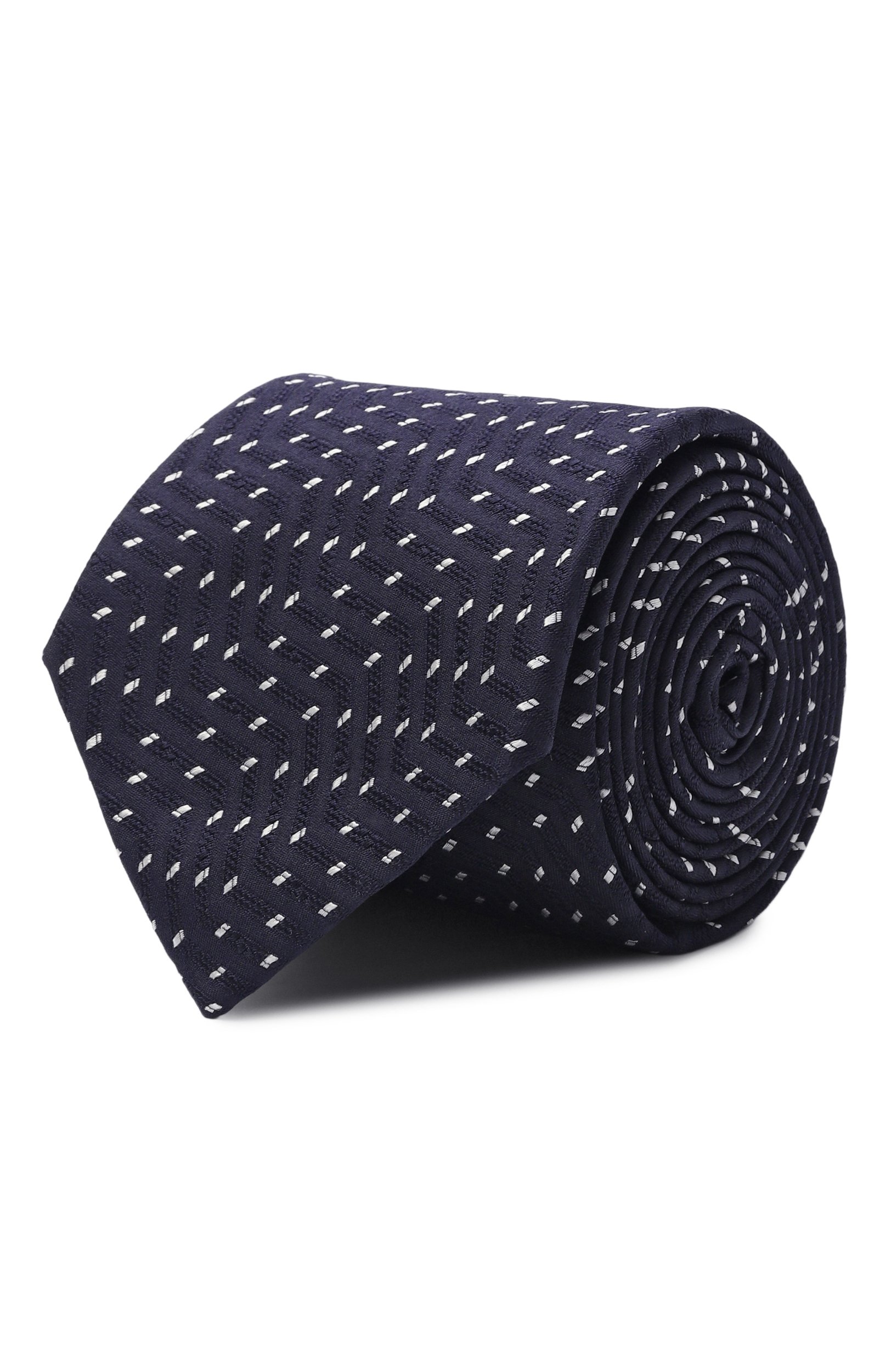 Шелковый галстук GIORGIO ARMANI темно-синего цвета по цене 26450 руб., арт. GM000800/TE22443, фото 1 Шелковый галстук GIORGIO ARMANI, арт. GM000800/TE22443, фото 1