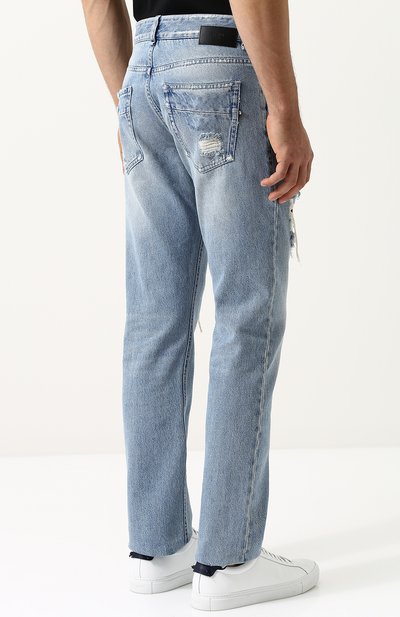 Джинсы прямого кроя с потертостями FENDI, арт. FLP202 A0X4, фото 4