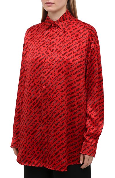 Атласная рубашка BALENCIAGA красного цвета по цене 111000 руб., арт. 623037/TJLI1, фото 3 Атласная рубашка BALENCIAGA, арт. 623037/TJLI1, фото 3
