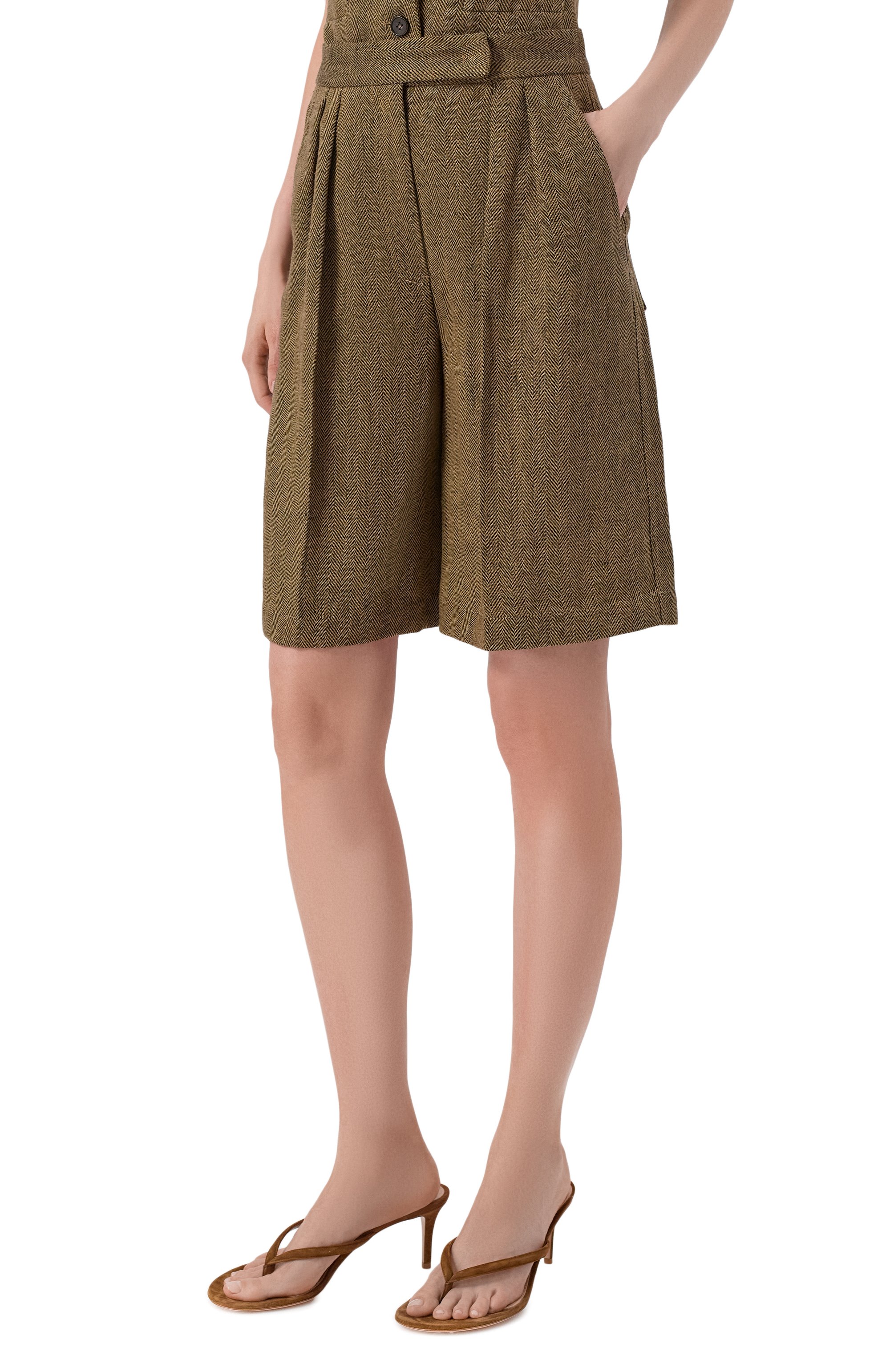 Льняные шорты LORENA ANTONIAZZI темно-бежевого цвета по цене 68750 руб., арт. E2623PA73B/5285, фото 3 Льняные шорты LORENA ANTONIAZZI, арт. E2623PA73B/5285, фото 3