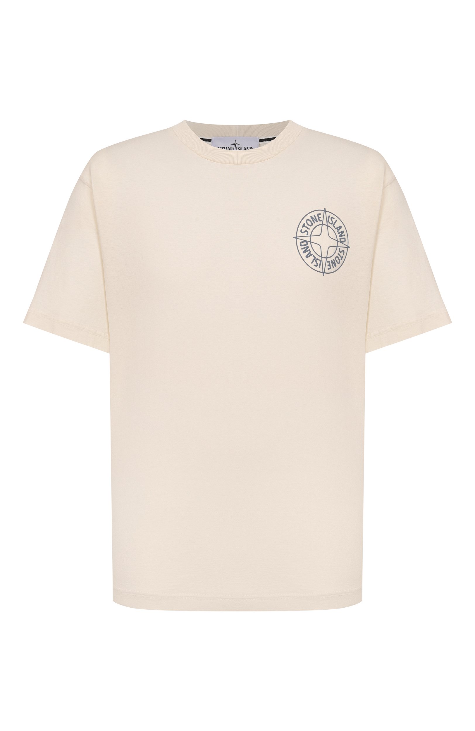 Хлопковая футболка STONE ISLAND кремового цвета по цене 29300 руб., арт. L1S152100001/S0284, фото 1 Хлопковая футболка STONE ISLAND, арт. L1S152100001/S0284, фото 1