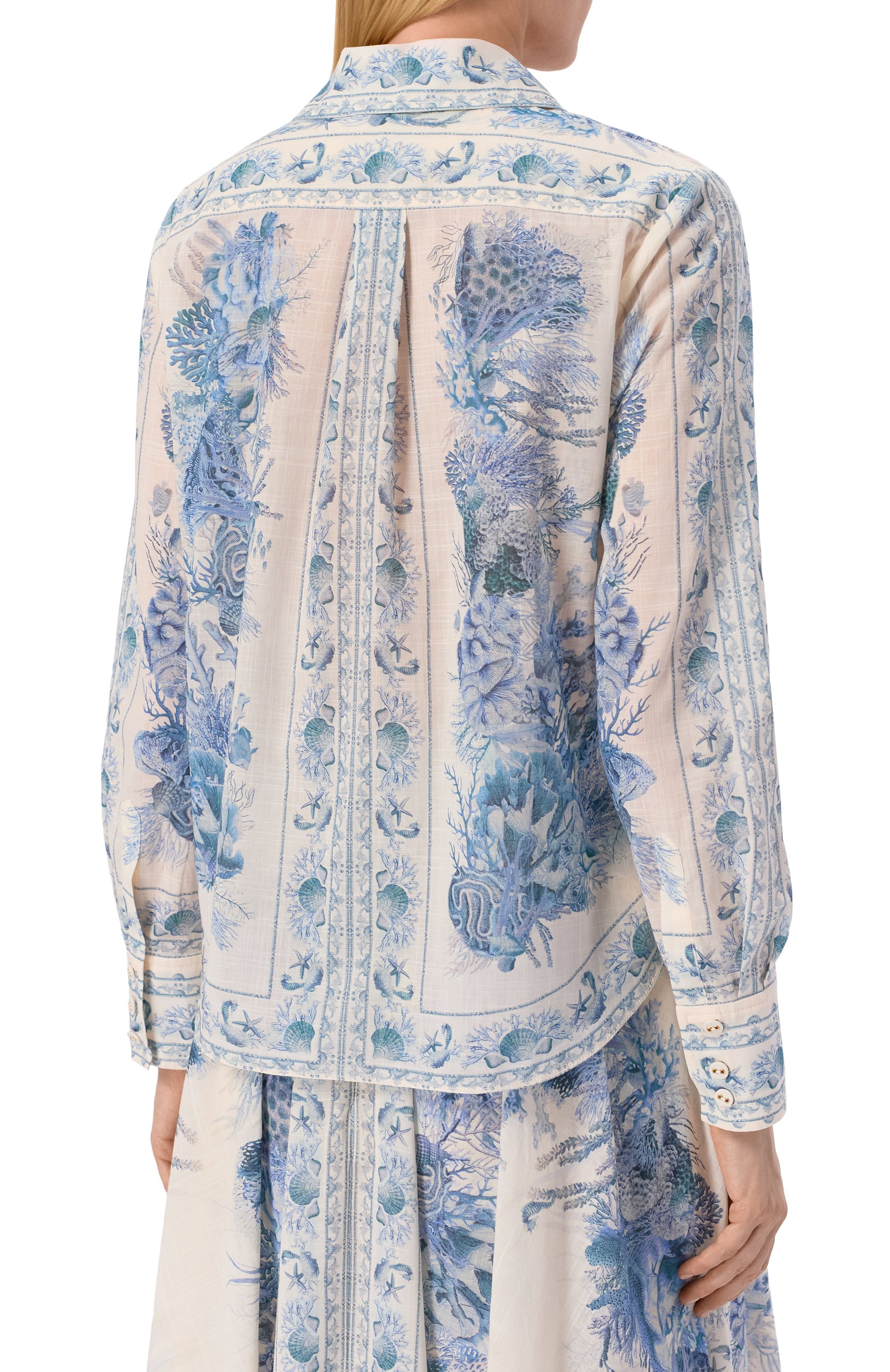 Хлопковая рубашка ZIMMERMANN голубого цвета по цене 115500 руб., арт. 5853TRS262, фото 4 Хлопковая рубашка ZIMMERMANN, арт. 5853TRS262, фото 4