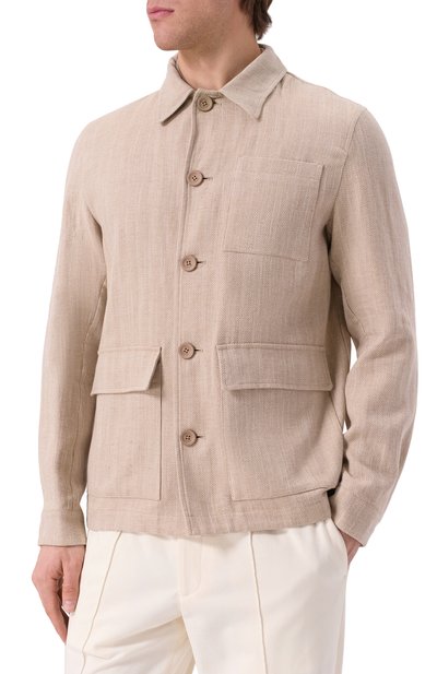 Куртка-рубашка из хлопка и льна HERNO, арт. GI000504U/13243, фото 3