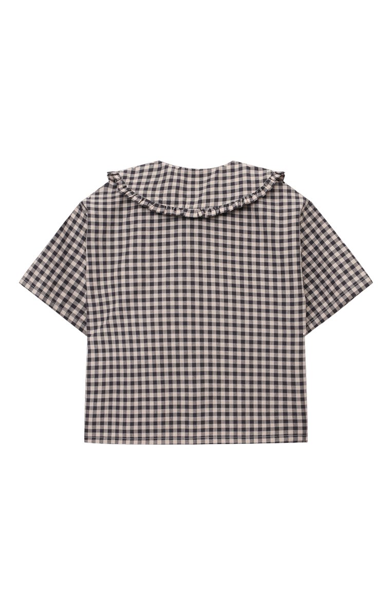 Детское рубашка KENZO коричневого цвета, арт. K60185/6-12 | Фото 2 (Рукава: Короткие; Материал внешний: Хлопок, Синтетический материал; Случай: Повседневный; Ростовка одежда: 7 лет | 122 см, 5 лет | 110 см, 9 лет | 134 см)
