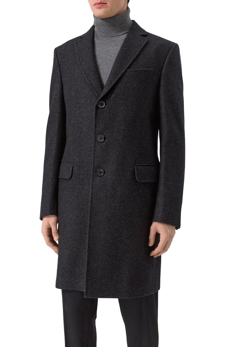 Мужской пальто из шерсти и шелка ZEGNA темно-серого цвета, арт. 4GJ3G0/897700A8 | Фото 3 (Материал сплава: Проставлено; Материал подклада: Вискоза; Драгоценные камни: Проставлено; Рукава: Длинные; Материал внешний: Шерсть; Длина (верхняя одежда): До середины бедра; 1-2-бортные: Однобортные; Стили: Кэжуэл, Классический; Мужское Кросс-КТ: пальто-верхняя одежда)