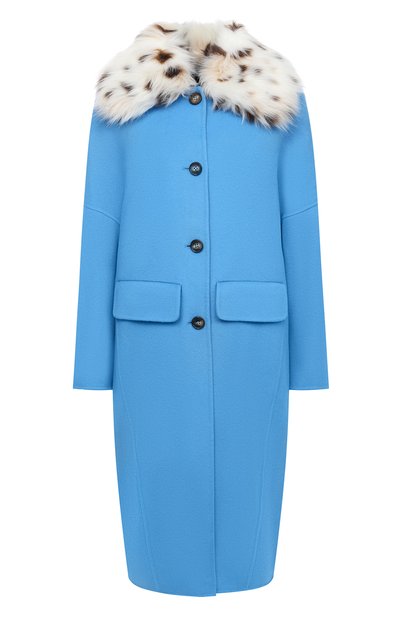 Шерстяное пальто ERMANNO ERMANNO SCERVINO голубого цвета по цене 107000 руб., арт. 47T CP38 VIN, фото 1 Шерстяное пальто ERMANNO ERMANNO SCERVINO, арт. 47T CP38 VIN, фото 1