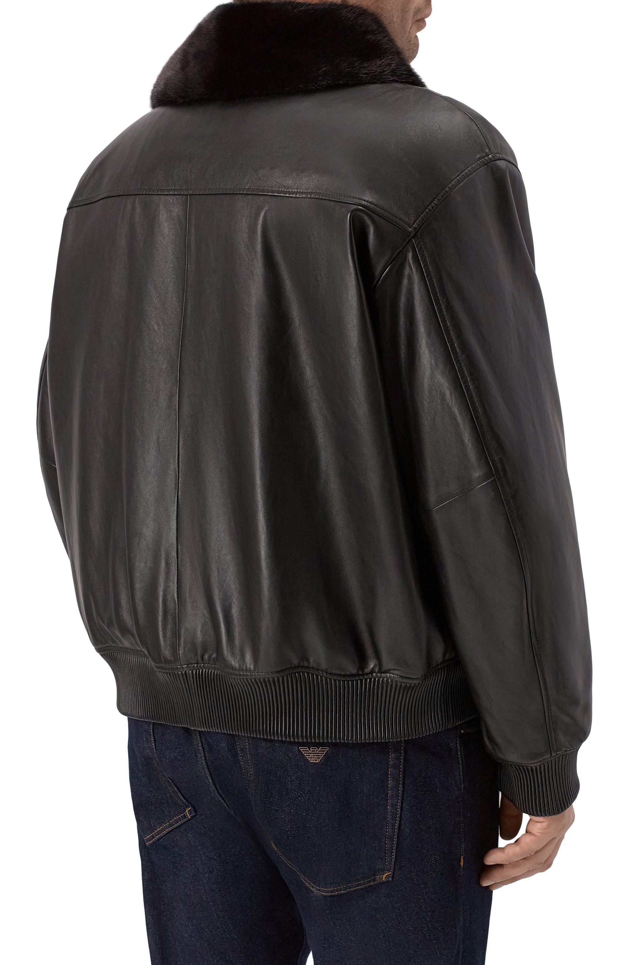 Кожаный бомбер с подкладкой из норки MVST, арт. M25.1PM.0004/BIG SIZE/PL0NGE, фото 4