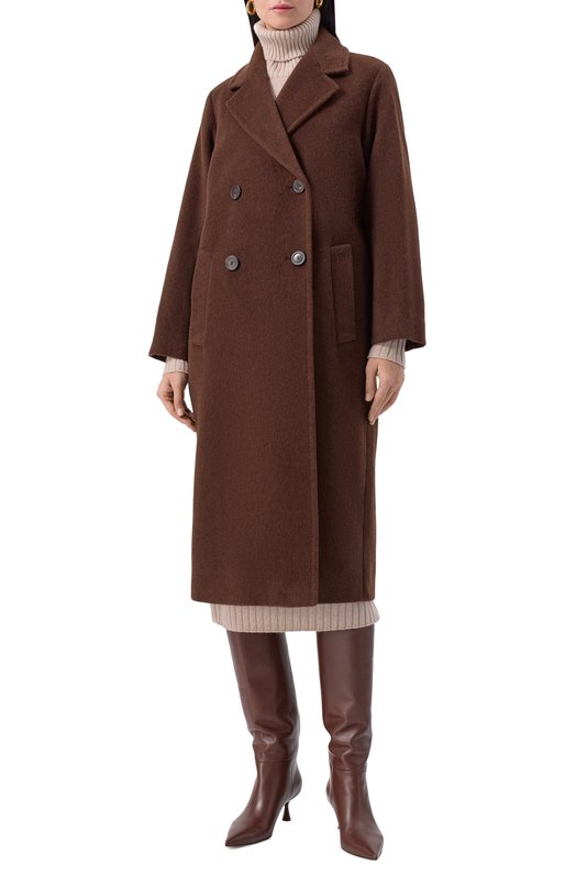 Шерстяное пальто Weekend Max Mara ZUF0L0_ Коричневый  ZUF0L0_ Фото 3