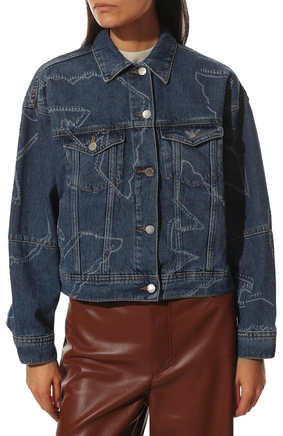 Джинсовая куртка EMPORIO ARMANI синего цвета по цене 21400 руб., арт. 3H2B88/2D5XZ/0UTLET AW22-23, фото 3 Джинсовая куртка EMPORIO ARMANI, арт. 3H2B88/2D5XZ/0UTLET AW22-23, фото 3