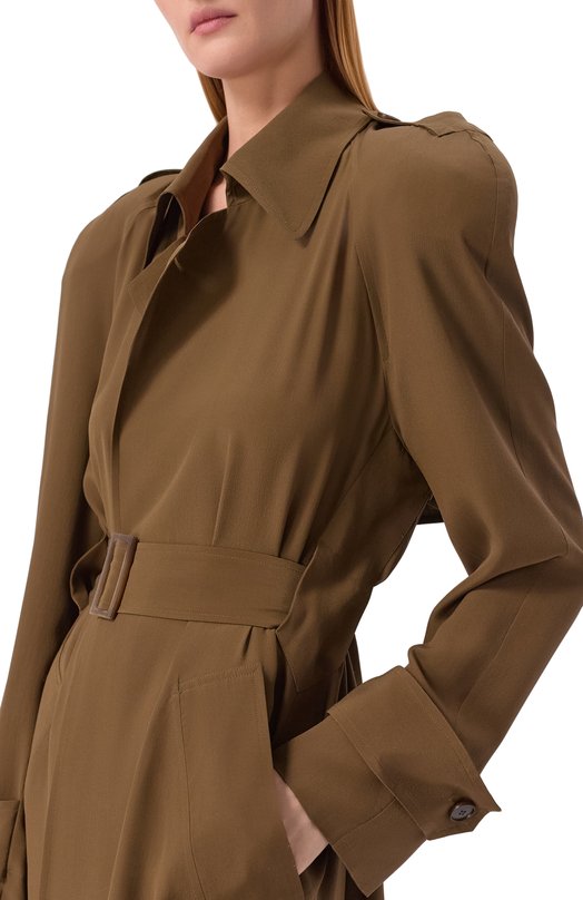 Шелковый тренч Petar Petrov S26TM3 Хаки  S26TM3 Фото 4