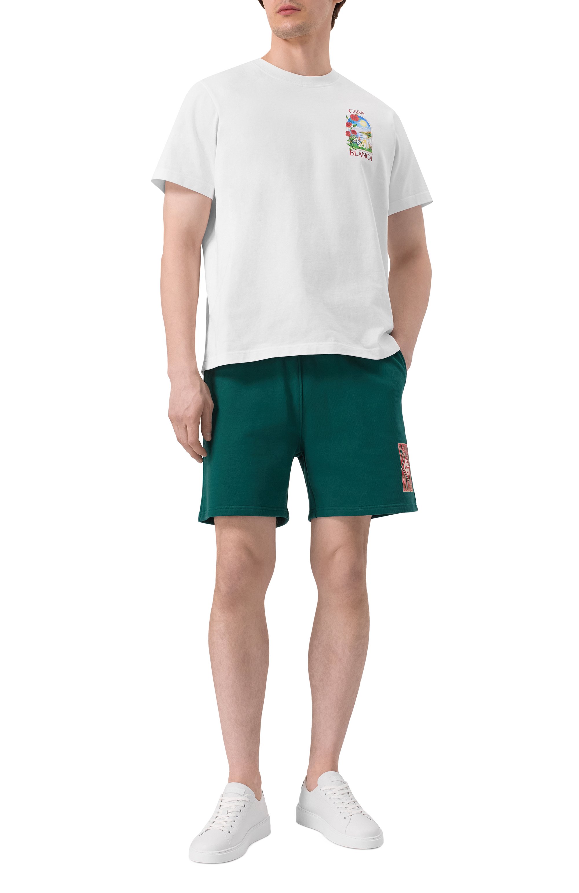 Хлопковые шорты CASABLANCA зеленого цвета по цене 39950 руб., арт. MS25JTR00302, фото 2 Хлопковые шорты CASABLANCA, арт. MS25JTR00302, фото 2