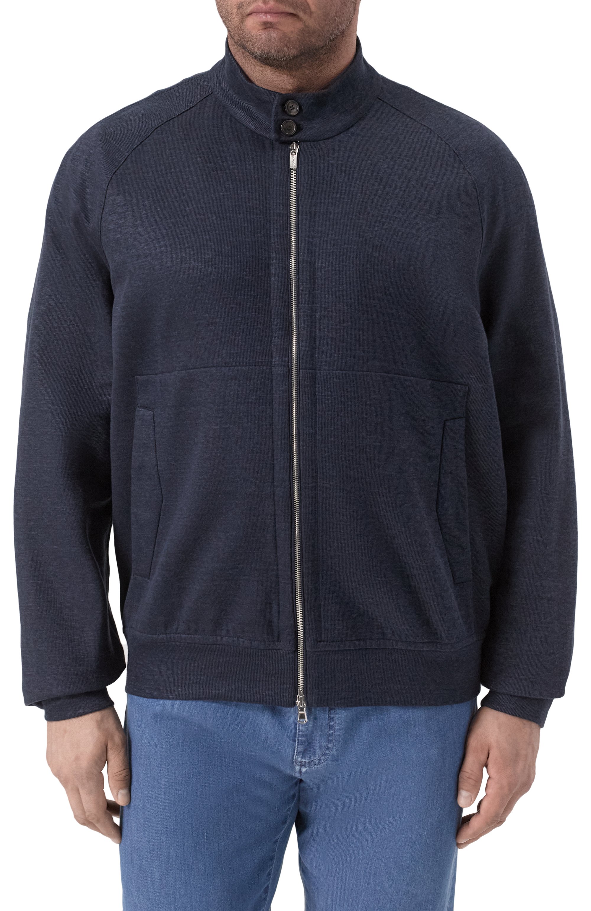 Кардиган изо льна и хлопка CORTIGIANI темно-синего цвета по цене 141000 руб., арт. 2AF610, фото 3 Кардиган изо льна и хлопка CORTIGIANI, арт. 2AF610, фото 3