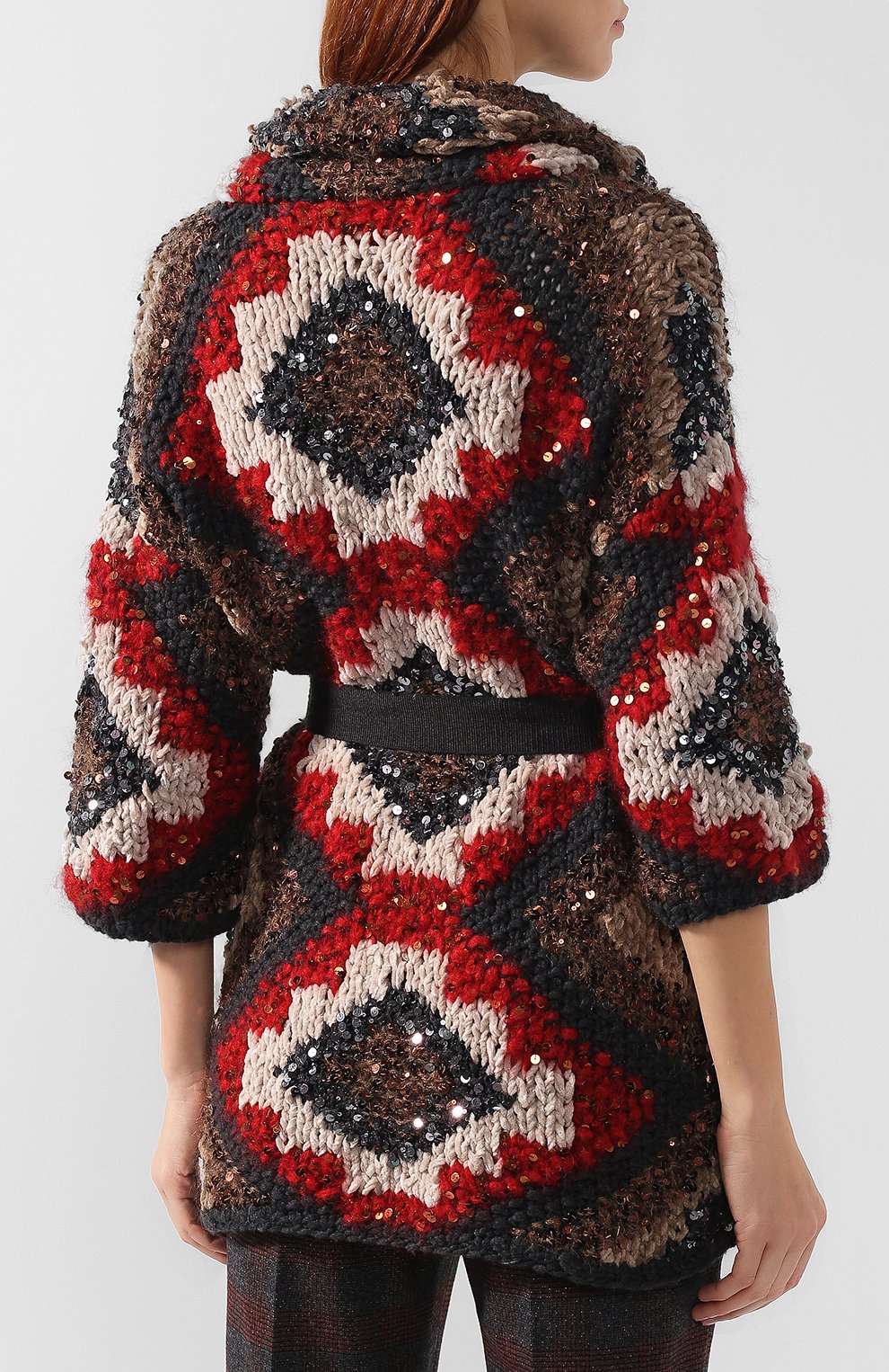 Вязаной кардиган с поясом и пайетками BRUNELLO CUCINELLI, арт. M9Z611026, фото 4