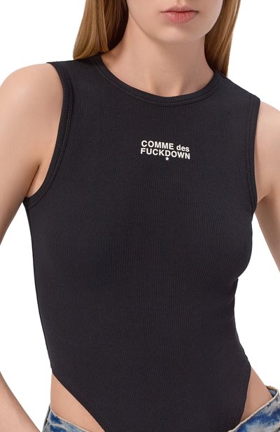 Хлопковое боди COMME DES FUCKDOWN черного цвета по цене 8410 руб., арт. CFABW01673, фото 5 Хлопковое боди COMME DES FUCKDOWN, арт. CFABW01673, фото 5