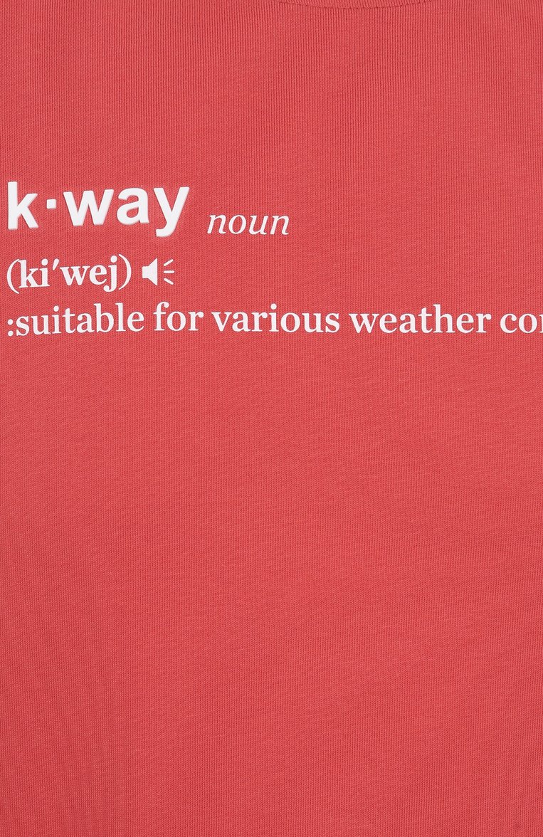 Мужская хлопковая футболка K-WAY красного цвета, арт. K3136DW | Фото 6 (Длина (для топов): Стандартные; Материал внешний: Хлопок; Рукава: Короткие; Принт: С принтом; Стили: Кэжуэл; Мужское Кросс-КТ: Футболка-одежда; Кросс-КТ: Джерси; Автоматизация ТО: Проставлено; Автоматизация состава: Проставлено)