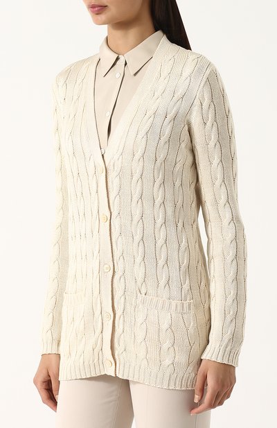 Удлиненный шелковый кардиган фактурной вязки RALPH LAUREN, арт. 290703703, фото 3