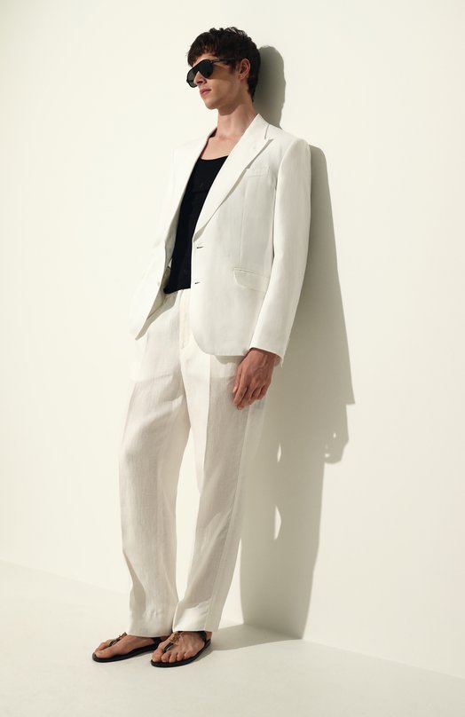 Льняной пиджак Dolce & Gabbana G2QS6T/FU4MC Кремовый  G2QS6T/FU4MC Фото 10