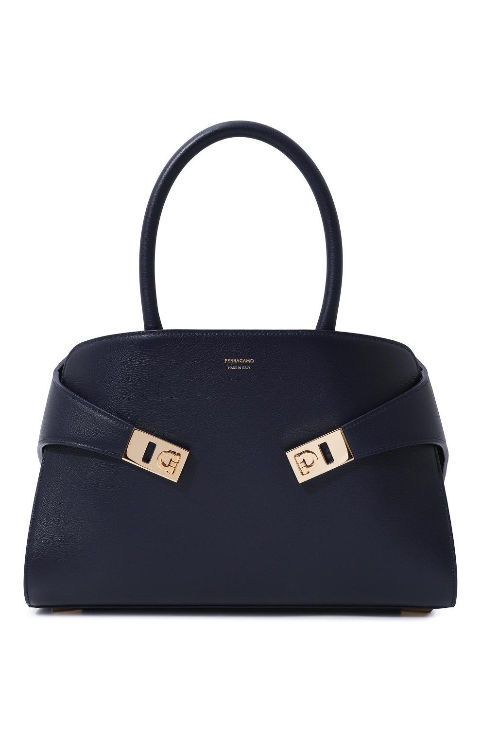 Сумка hug medium FERRAGAMO темно-синего цвета по цене 343000 руб., арт. 215608/766, фото 1 Сумка hug medium FERRAGAMO, арт. 215608/766, фото 1