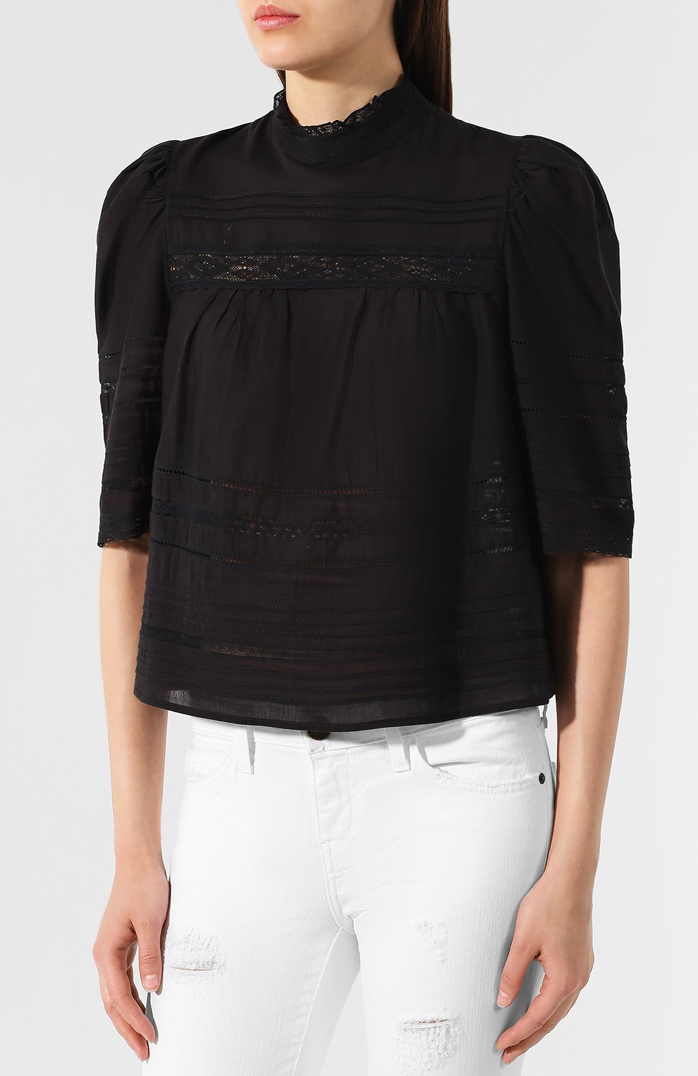 Хлопковая блузка ZADIG AND VOLTAIRE черного цвета по цене 24800 руб., арт. SHCA3502F, фото 3 Хлопковая блузка ZADIG AND VOLTAIRE, арт. SHCA3502F, фото 3