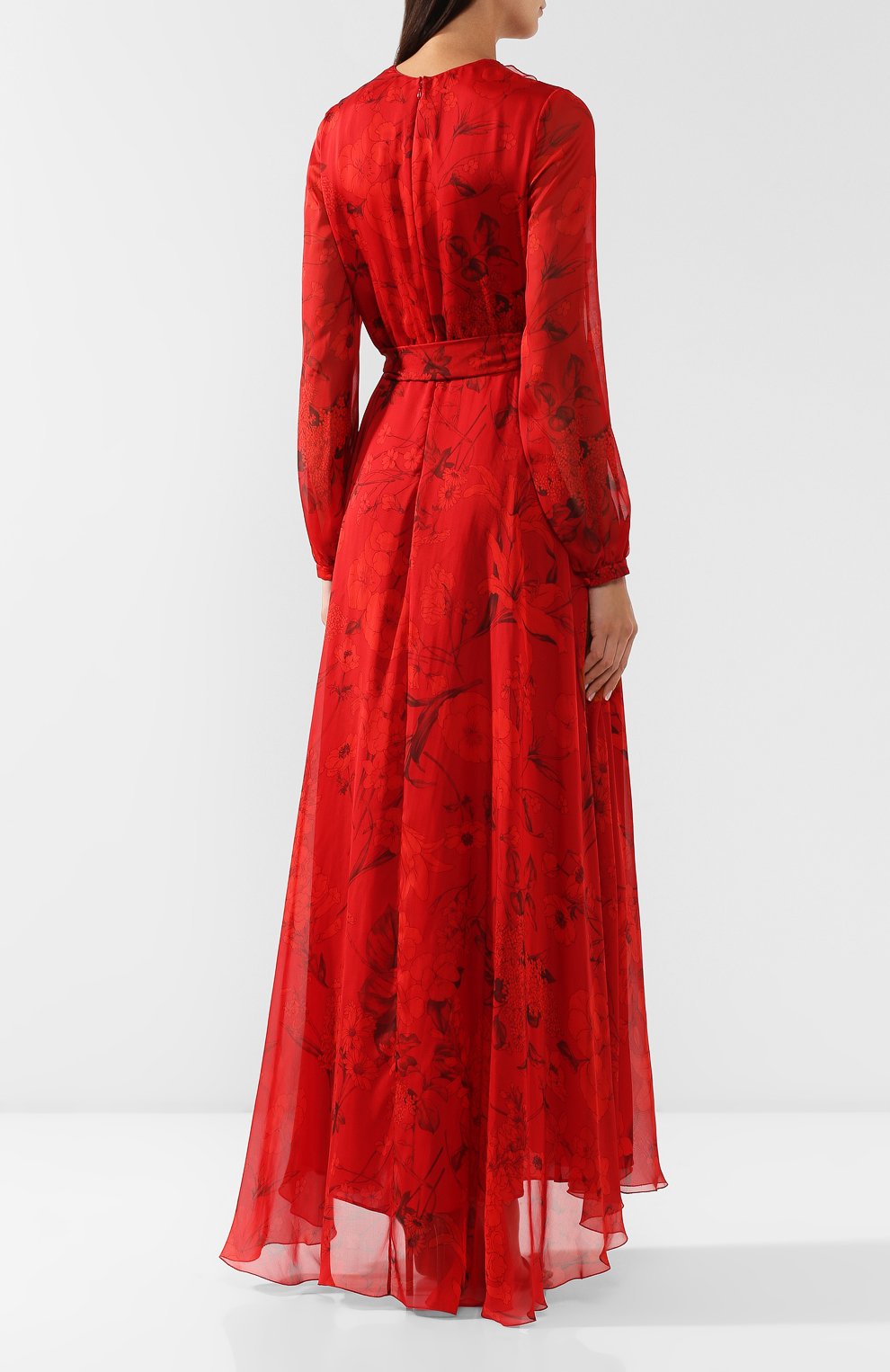 Шелковое платье VALENTINO красного цвета по цене 831500 руб., арт. SB3VD9E04PG, фото 4 Шелковое платье VALENTINO, арт. SB3VD9E04PG, фото 4
