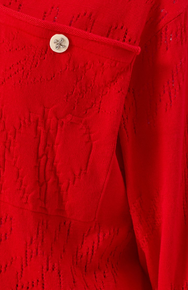 Женский хлопковый кардиган AND THE BRAND красного цвета, арт. S25-SH014-1204-600B | Фото 6 (Рукава: Длинные; Автоматизация ТО: Проставлено; Длина (для топов): Удлиненные; Автоматизация состава: Проставлено; Кросс-КТ: Трикотаж; Женское Кросс-КТ: кардиган-трикотаж; Застежка: Пуговицы)