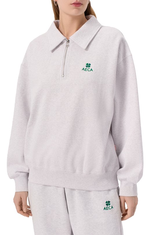 Хлопковый свитшот AECA WHITE AWCMFWBDTSSSO002C0.LIGHT GREY (M) Серый  AWCMFWBDTSSSO002C0.LIGHT GREY (M) Фото 3