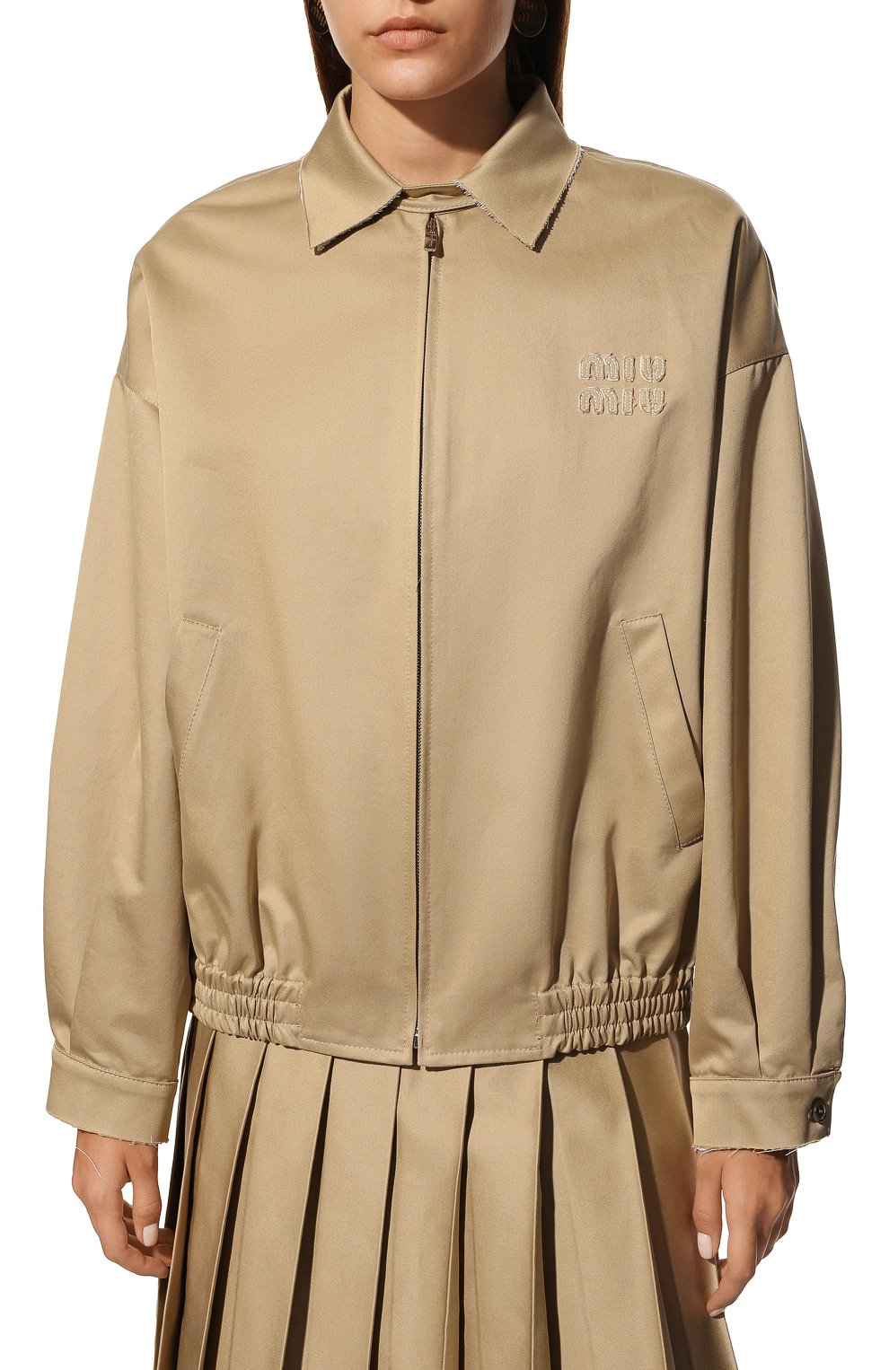 Хлопковая куртка MIU MIU бежевого цвета по цене 220000 руб., арт. ML843-1UPX-F0065, фото 3 Хлопковая куртка MIU MIU, арт. ML843-1UPX-F0065, фото 3